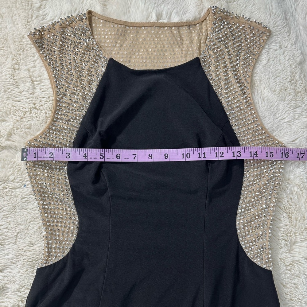 XSCAPE Caviar Beaded Rhinestone Mesh Illusion Panel Jersey Formal Gown Prom 6 - Picture 8 of 12